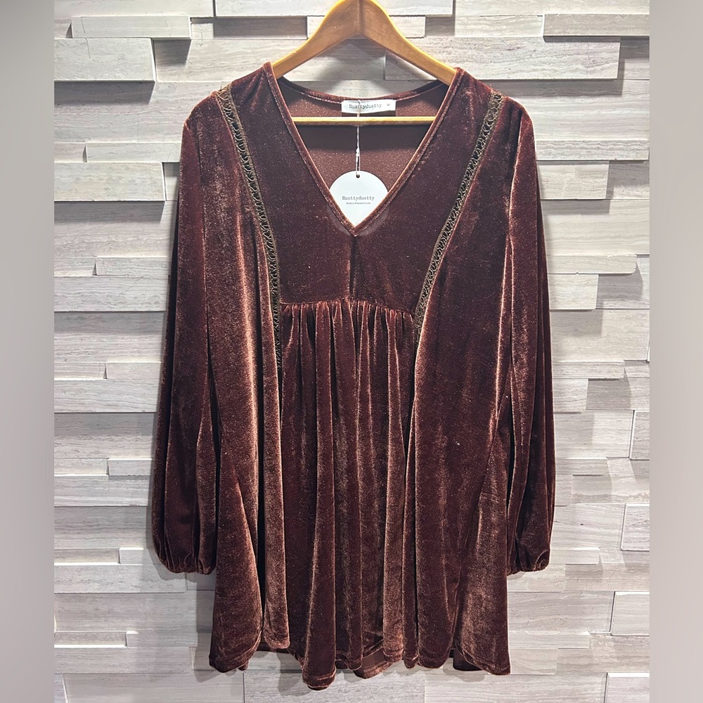 SHEIN chocolate brown velvet dress